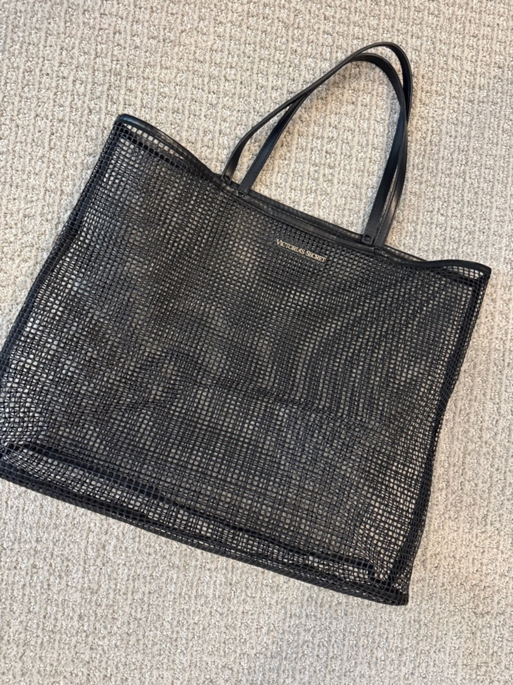 Victoria's Secret Black Mesh Tote with Dual Handles - Picture 3 of 3